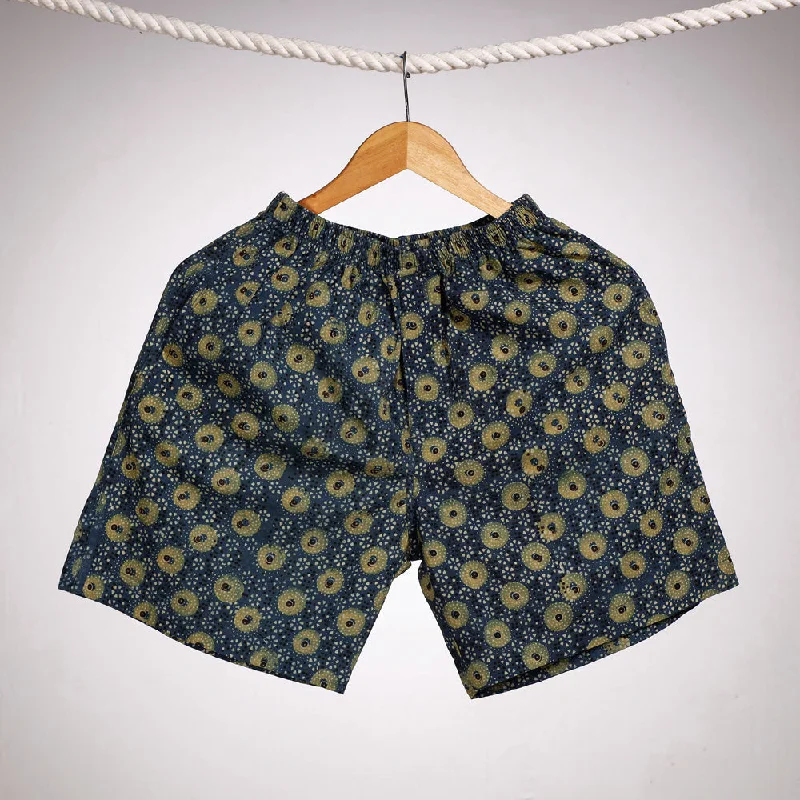 Blue - Ajrakh Block Printing Cotton Unisex Boxer/Shorts