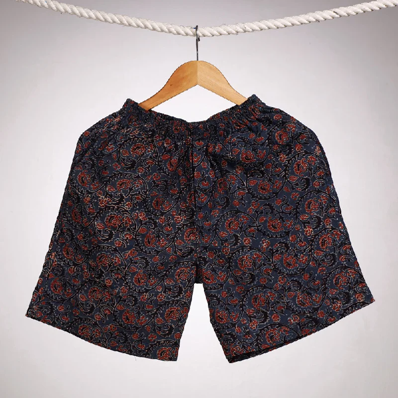 Blue - Ajrakh Block Printing Cotton Unisex Boxer/Shorts