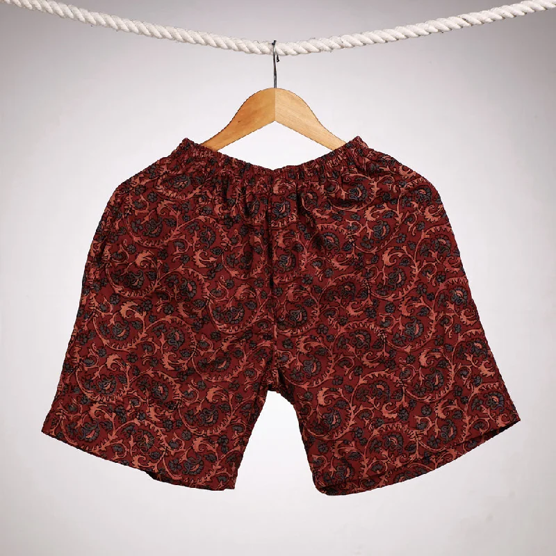 Red - Ajrakh Block Printing Cotton Unisex Boxer/Shorts