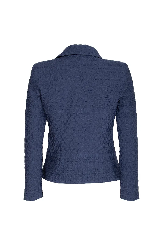 2 Button Seam Pocket Jacket - Indigo Jacquard 5010