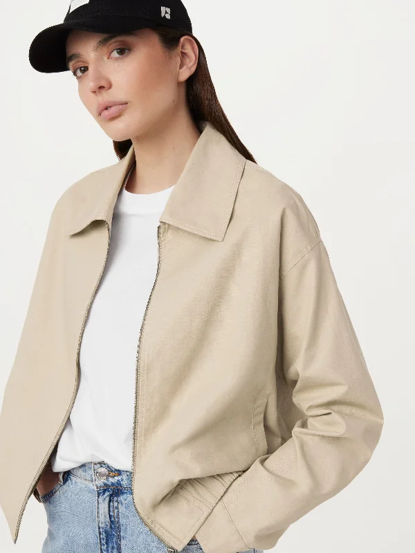 The Zip Up Bomber Jacket in Light Khaki