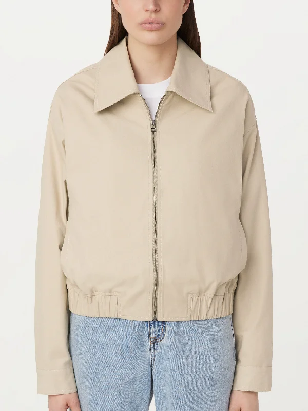 The Zip Up Bomber Jacket in Light Khaki