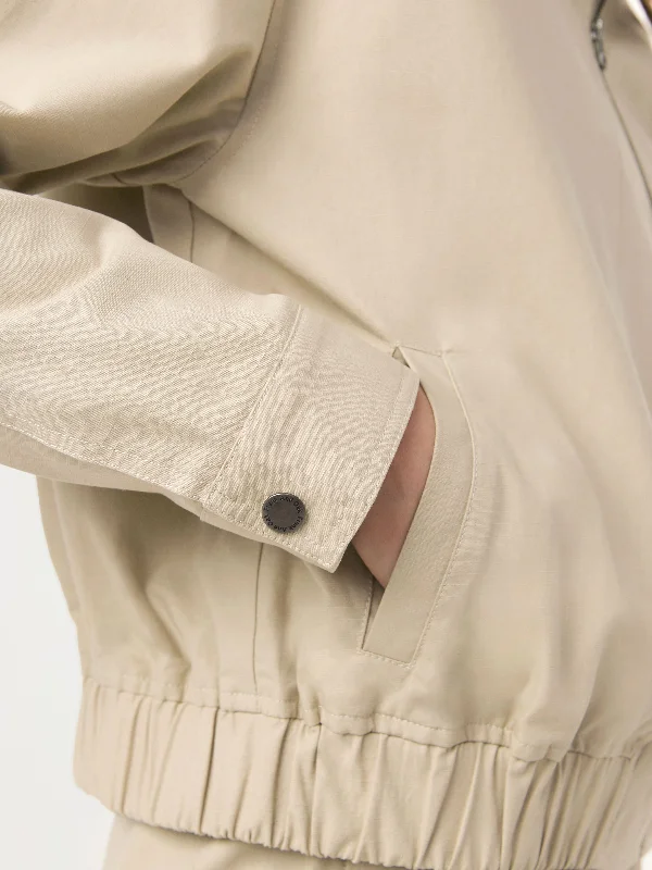 The Zip Up Bomber Jacket in Light Khaki