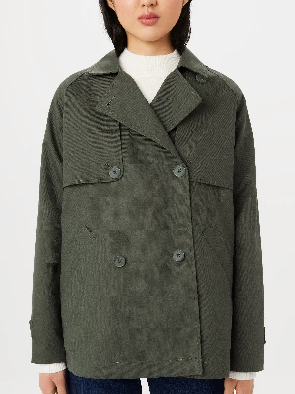 The Kapok Cropped Trench Coat in Boreal Green