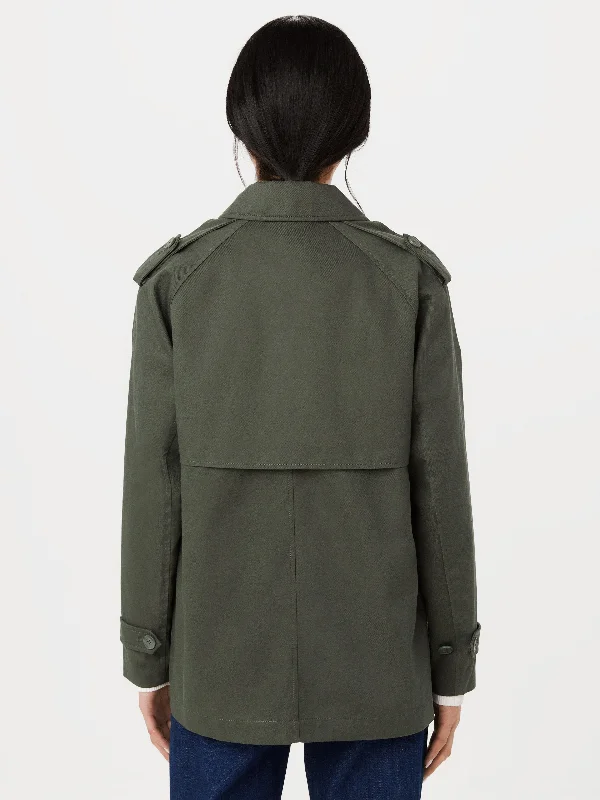 The Kapok Cropped Trench Coat in Boreal Green