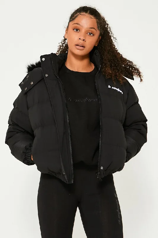 Bethnal Green Cropped Puffer Jacket - Black