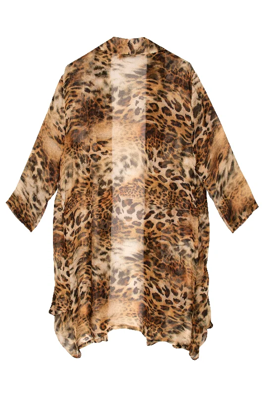 Cheetah Side Drape Long Duster 7261