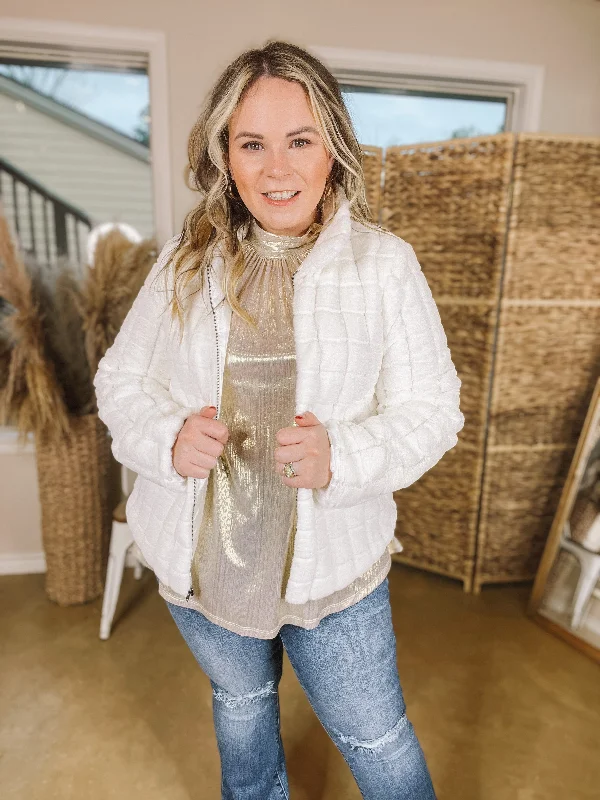 At The Top Quilted Faux Fur Jacket in Ivory