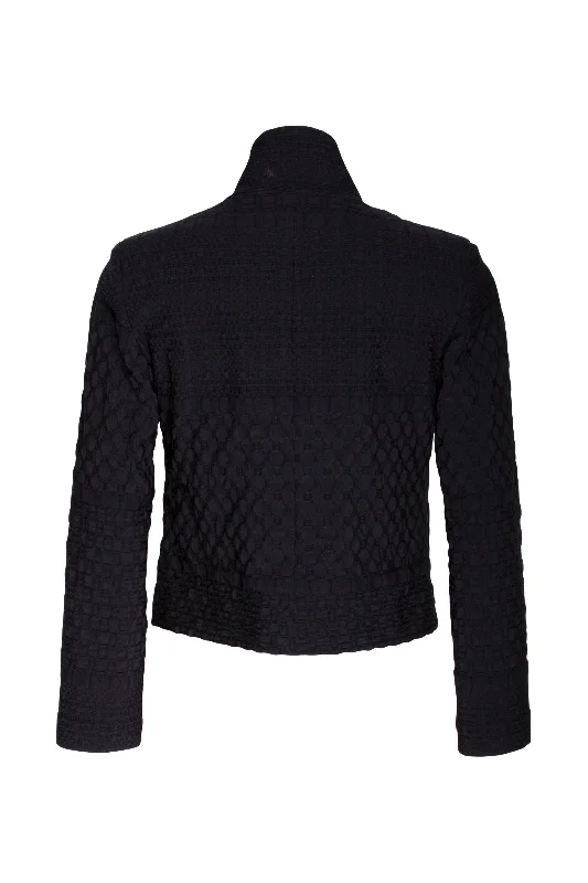 High Collar Classic Jacket - Black Jacquard 7800