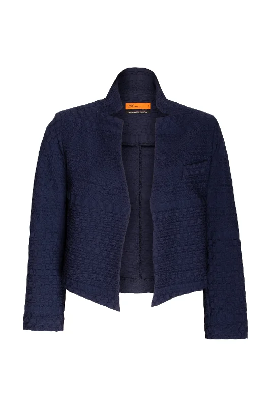 High Collar Classic Jacket - Indigo Jacquard 7801