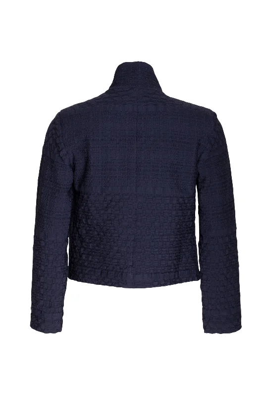 High Collar Classic Jacket - Indigo Jacquard 7801