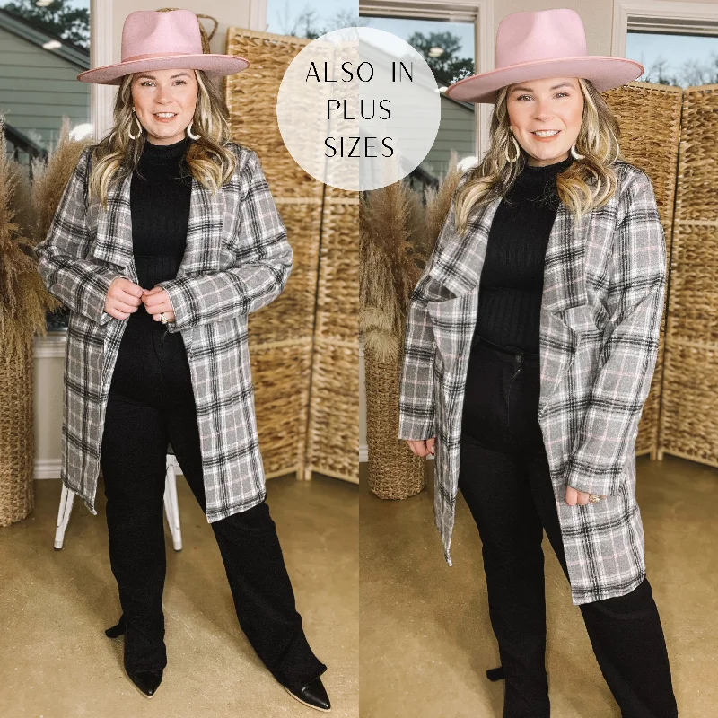 Mountain Ranch Long Plaid Jacket in Grey