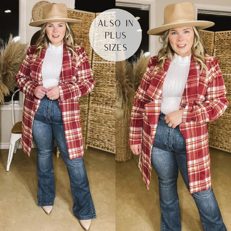 Mountain Ranch Long Plaid Jacket in Maroon