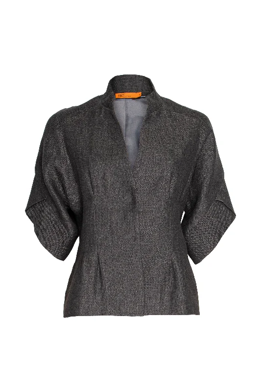 Tulip Sleeve Jacket - Charcoal Linen 7822