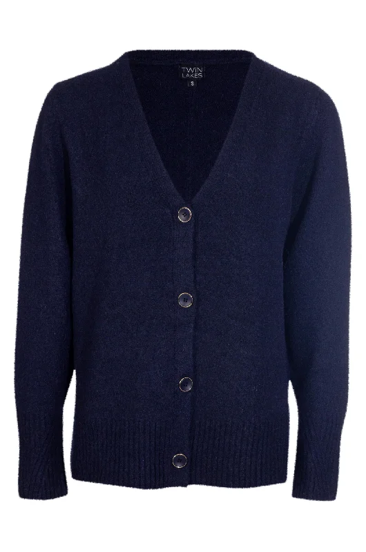 Faux Mohair Blend Cardigan | NAVY | 6857ZZ