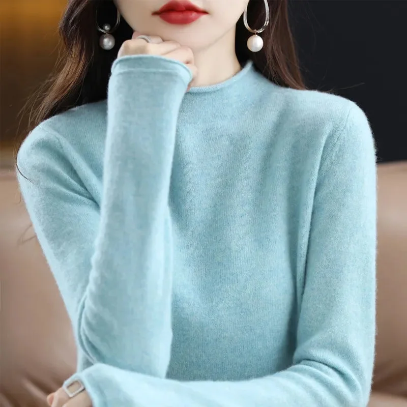 Half High Collar Cashmere Sweater Women's New Fall And Winter Pullover Wool Women's High-Quality Sweater Knitting Warm Jumper