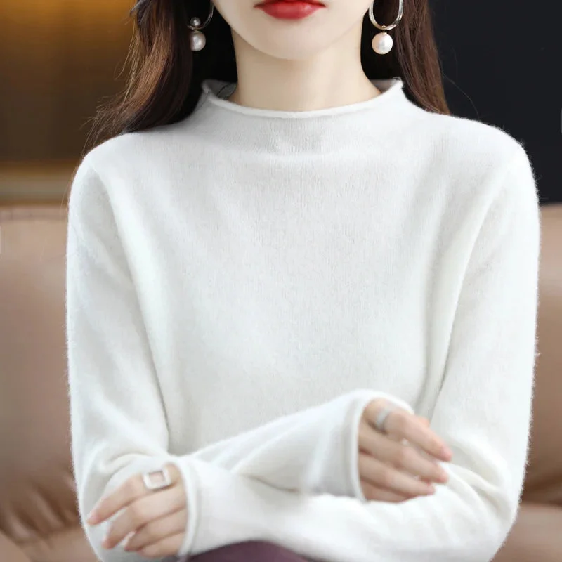 Half High Collar Cashmere Sweater Women's New Fall And Winter Pullover Wool Women's High-Quality Sweater Knitting Warm Jumper