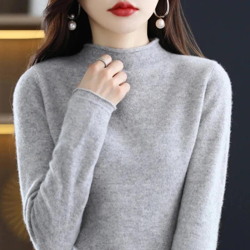 Half High Collar Cashmere Sweater Women's New Fall And Winter Pullover Wool Women's High-Quality Sweater Knitting Warm Jumper