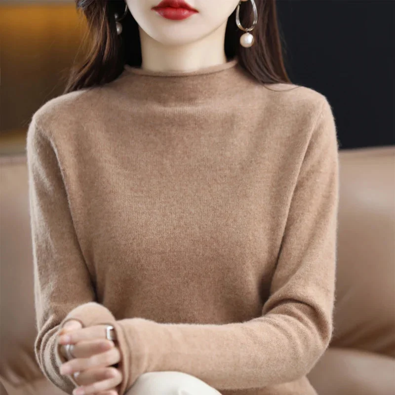 Half High Collar Cashmere Sweater Women's New Fall And Winter Pullover Wool Women's High-Quality Sweater Knitting Warm Jumper