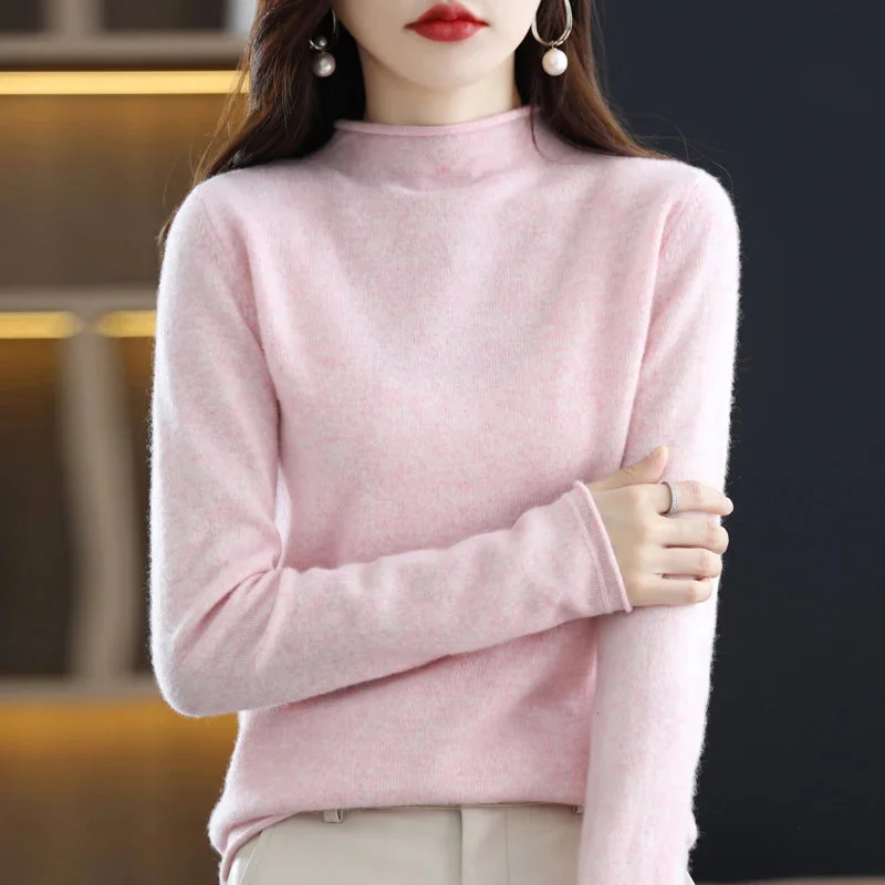 Half High Collar Cashmere Sweater Women's New Fall And Winter Pullover Wool Women's High-Quality Sweater Knitting Warm Jumper