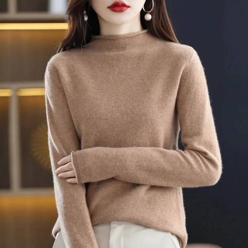 Half High Collar Cashmere Sweater Women's New Fall And Winter Pullover Wool Women's High-Quality Sweater Knitting Warm Jumper