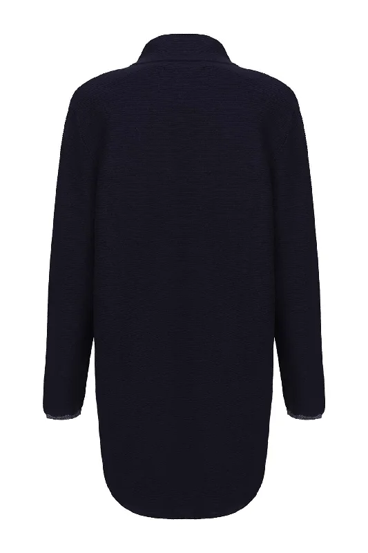 Knit Cardigan with Lurex tipping | NAVY | 7332ZR