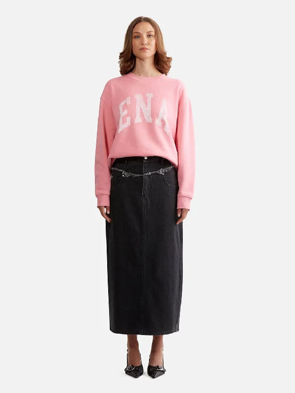 Lilly Oversized Sweater College - Bubblegum