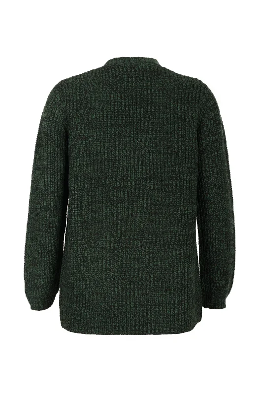 Two Tone edge to edge Knit Cardigan | MOSS/BLACK | 6265ZR