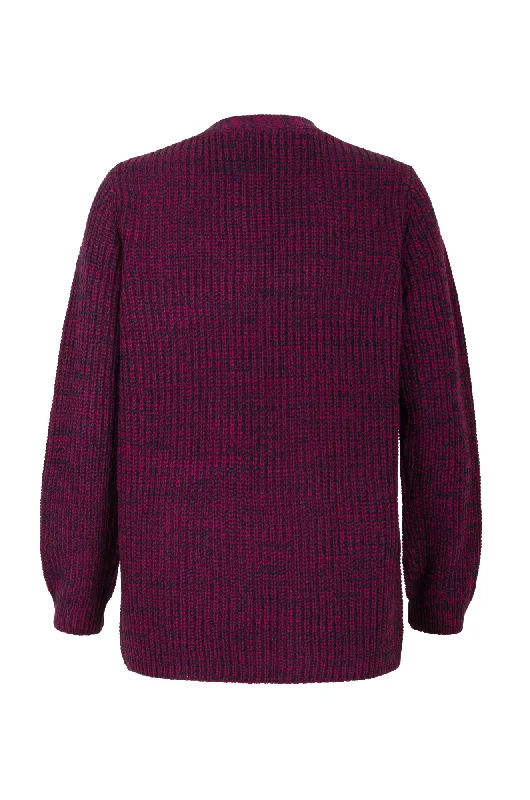 Two Tone edge to edge Knit Cardigan | RASPBERRY/NAVY | 6265ZR