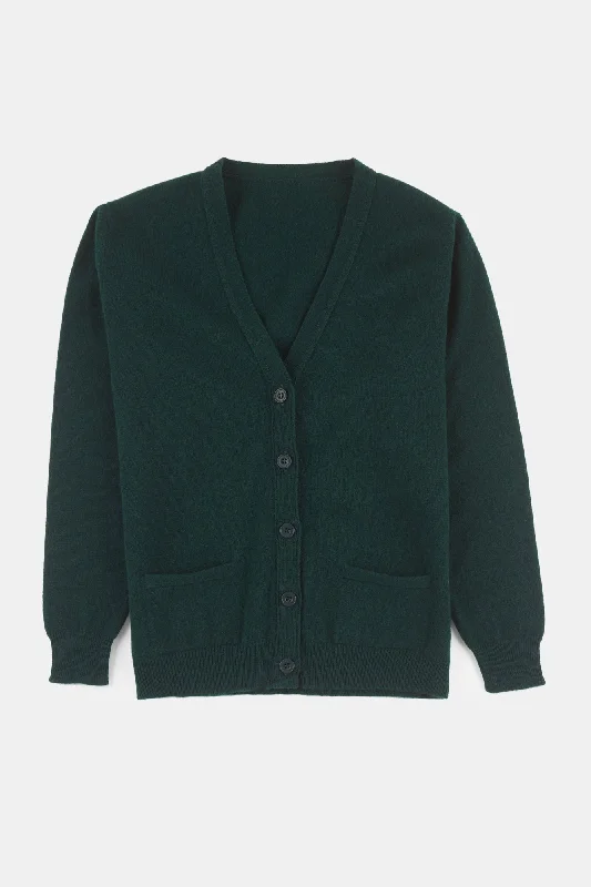 Women's Lambswool Cardigan - Bottle Green