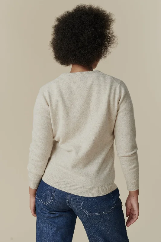 Women's Lambswool Crew Neck - Linen