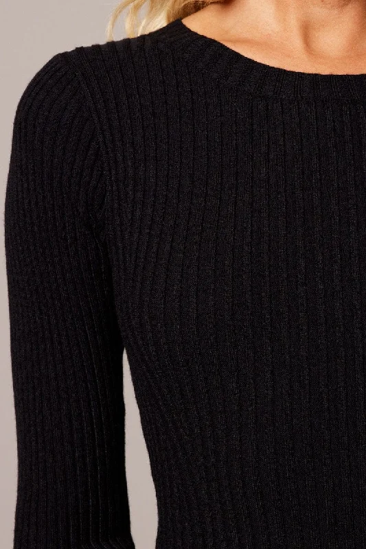 Black Knit Dress Long Sleeve