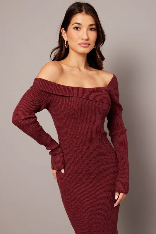 Pink Knit Dress Long Sleeve