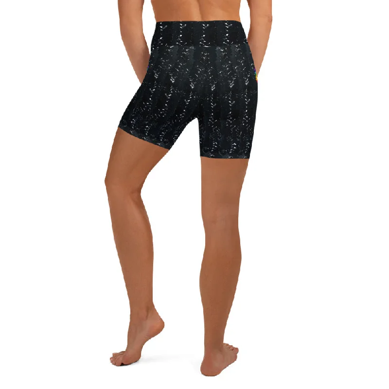 Black Herringbone Yoga Shorts