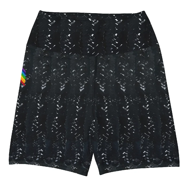 Black Herringbone Yoga Shorts