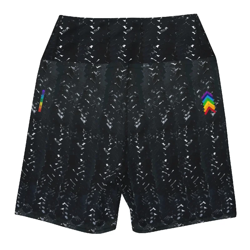 Black Herringbone Yoga Shorts