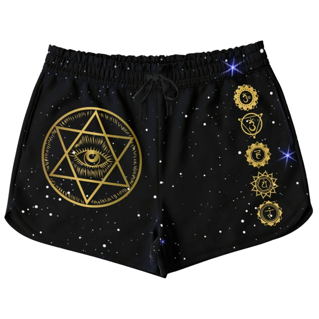 GOLDEN STAR OF DAVID MYSTICAL LOOSE YOGA SHORTS