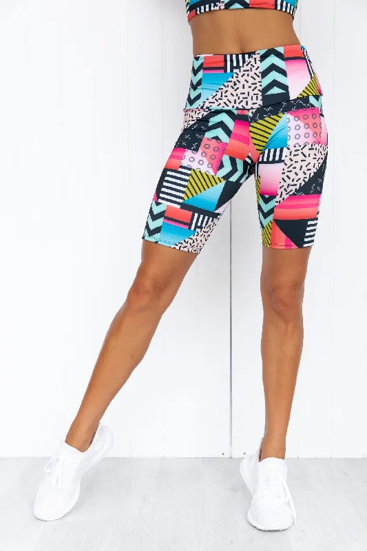 ONZIE // HIGH RISE BIKER SHORT - GEO MIX