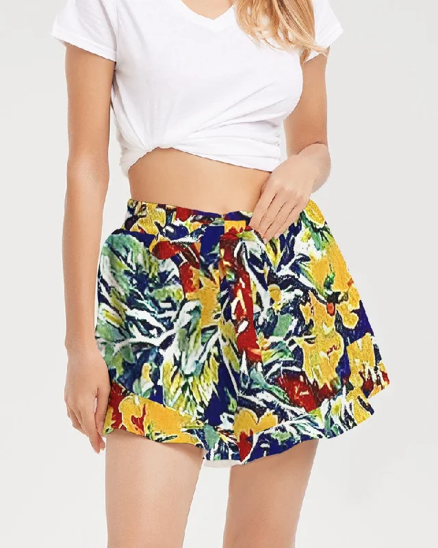 Painted floor design Women's All-Over Print Ruffle Shorts