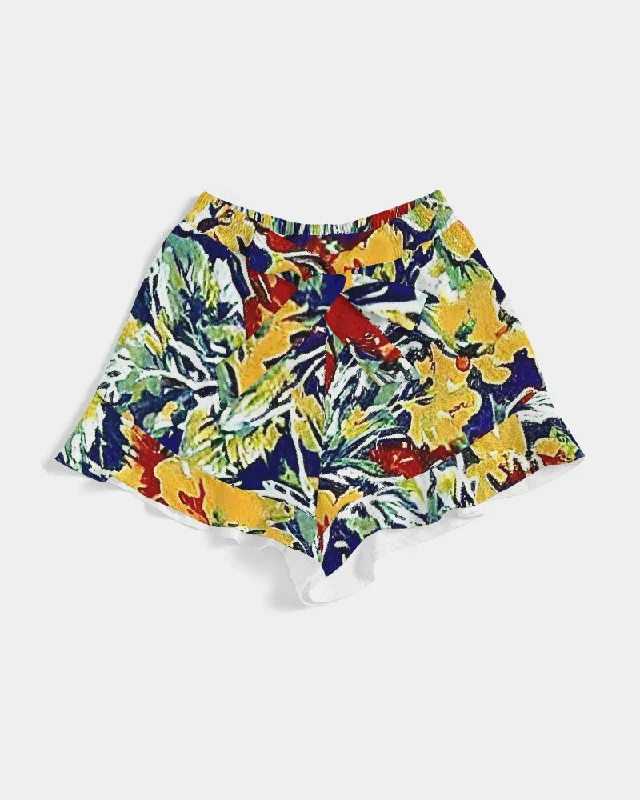 Painted floor design Women's All-Over Print Ruffle Shorts