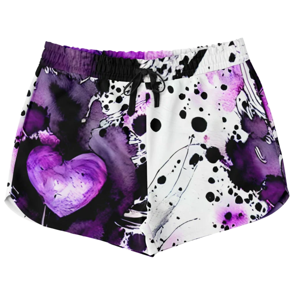 PURPLE HEART ARTWORK YOGA SHORTS