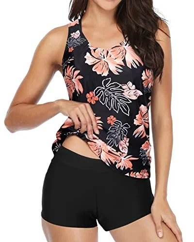 black orange floral