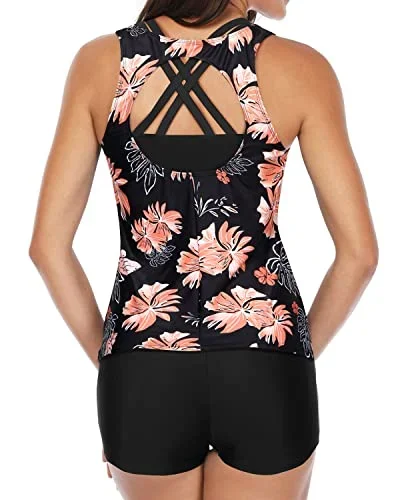 black orange floral