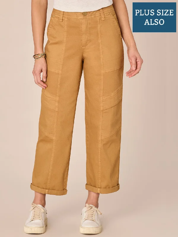 ""Ab""solution Relaxed Straight Leg Utility Roll Cuff Plus Size Pants