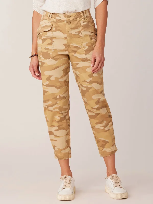 ""Ab""solution Skyrise Camo Print Double Button Pleat Hem Utility Pant