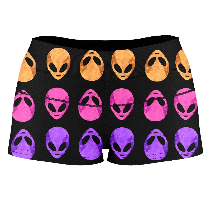 Alien Pattern High-Waisted Women's Shorts