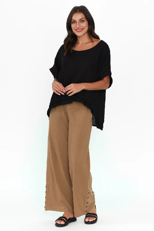 angelica-mocha-cotton-shirred-pants