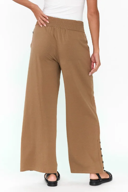 angelica-mocha-cotton-shirred-pants