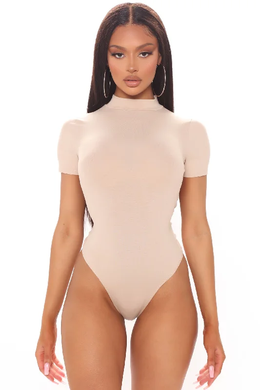 Basic Mock Neck Bodysuit - Taupe