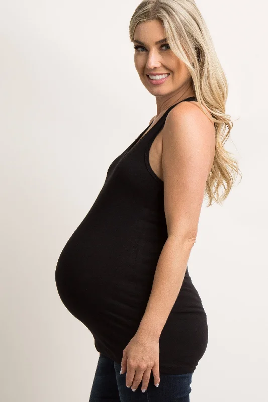 black-fitted-maternity-tank-top